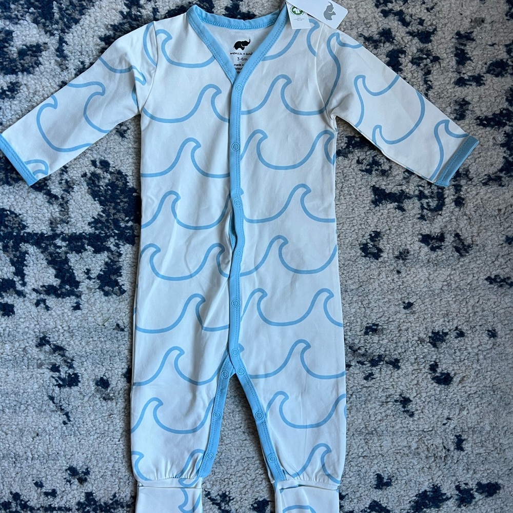 Monica and Andy: NWT Blue Wave Pattern Kids One Piece